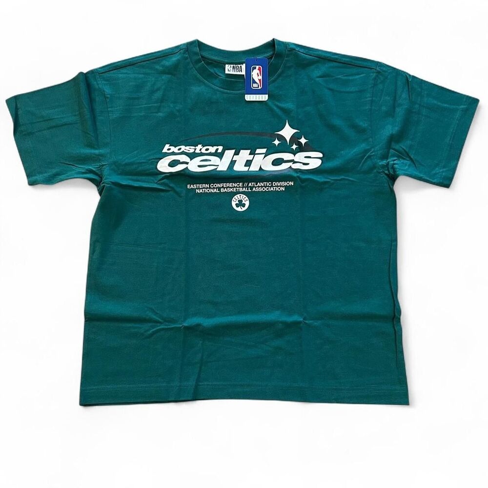 Boston Celtics Short Sleeve Shirt Deep Sea Green Teal Boxy Fit Men’s Size M NWT